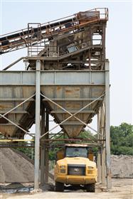 Belvidere Sand & Gravel: A Caterpillar 730 articulated truck is loaded with material at the plant.