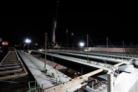 Transportation & Structures: A Haines & Kibblehouse, Inc. crew has just finished setting beams along I-95 in Philadelphia, Pennsylvania.