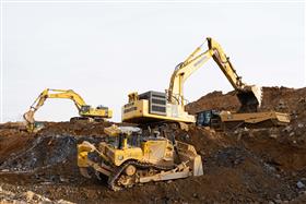 Site & Land Development: Multiple machines work on different levels at a large warehouse site in Annville, PA.