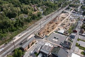 Transportation & Structures: A Haines & Kibblehouse, Inc. crew works along the Amtrak right of way in Coatesville, PA.